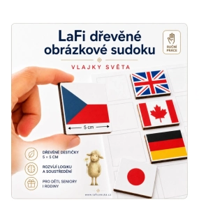 LaFi dřevěné obrázkové sudoku – Vlajky světa