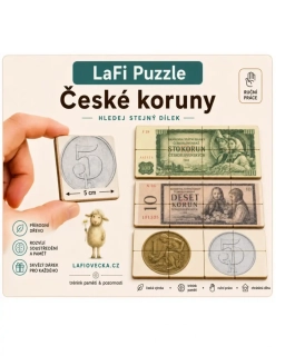 LaFi dřevěné puzzle Staré peníze (Československé bankovky a mince)
